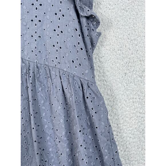 Knox Rose Womens Size M Babydoll Dress V Neck Eyelet Blue - Picture 9 of 11